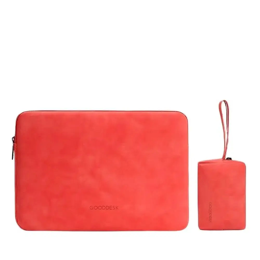 LCASE Laptoptasche Kunstleder in rot als Vorschaubild mit Logo und Reissverschluss set